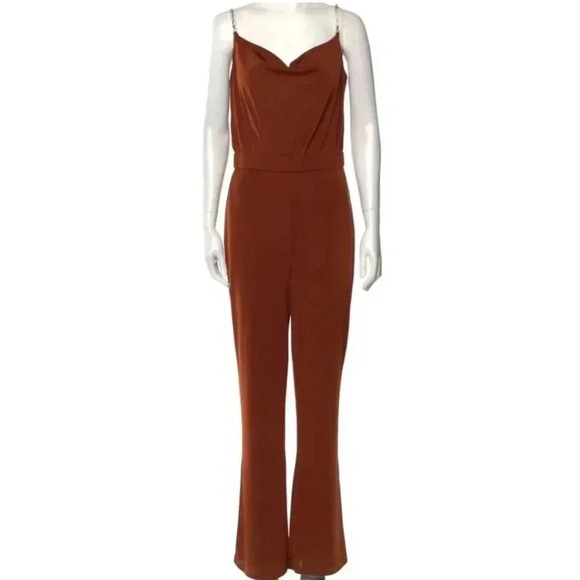NEW Jason‎ Wu Cowl Neck Burnt Orange Adjustable Women’s Sz Medium Jumpsuit $325 - Picture 1 of 12